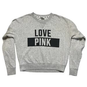 PINK Victoria's Secret Women Sweatshirt XS Gray LOVE Activewear Logo Long